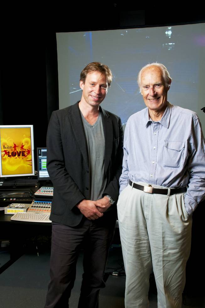 Giles Martin and his father, Sir George Martin, in the listening room at The Love Theater at the Mirage on Tuesday, June 7, 2011.
